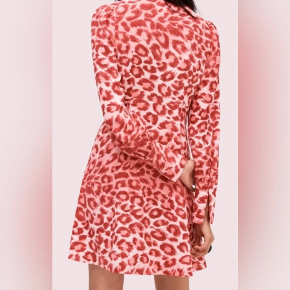 Kate Spade Long Sleeve Panthera Animal Print Button Front Shirtdress in Pinkish